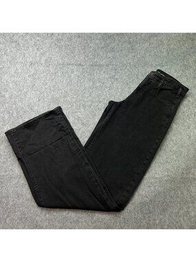 Pilcro Sport Cuff Mid Rise Crop Wide Leg Women's Size 27 Black Denim